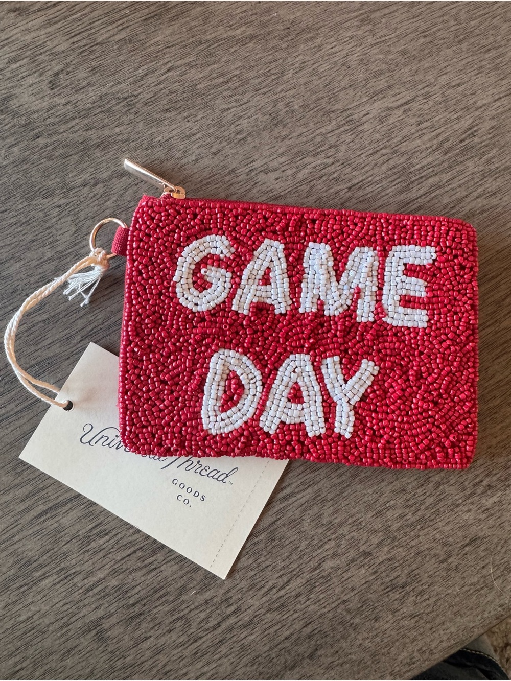 Universal Thread Red "Game Day" Beaded coin Pouch
